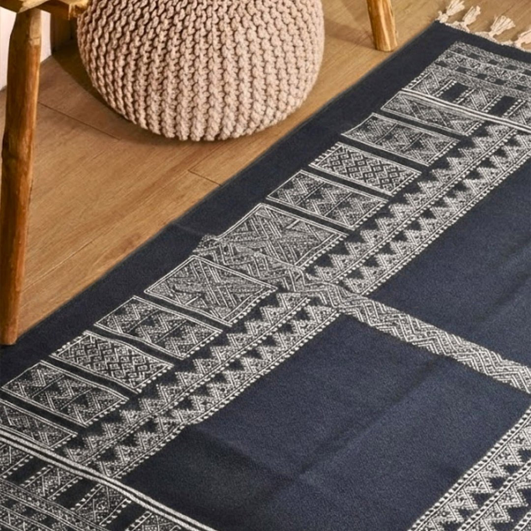 Blue Cotton Hand  Printed Living Room Rugs. Adds style to any room