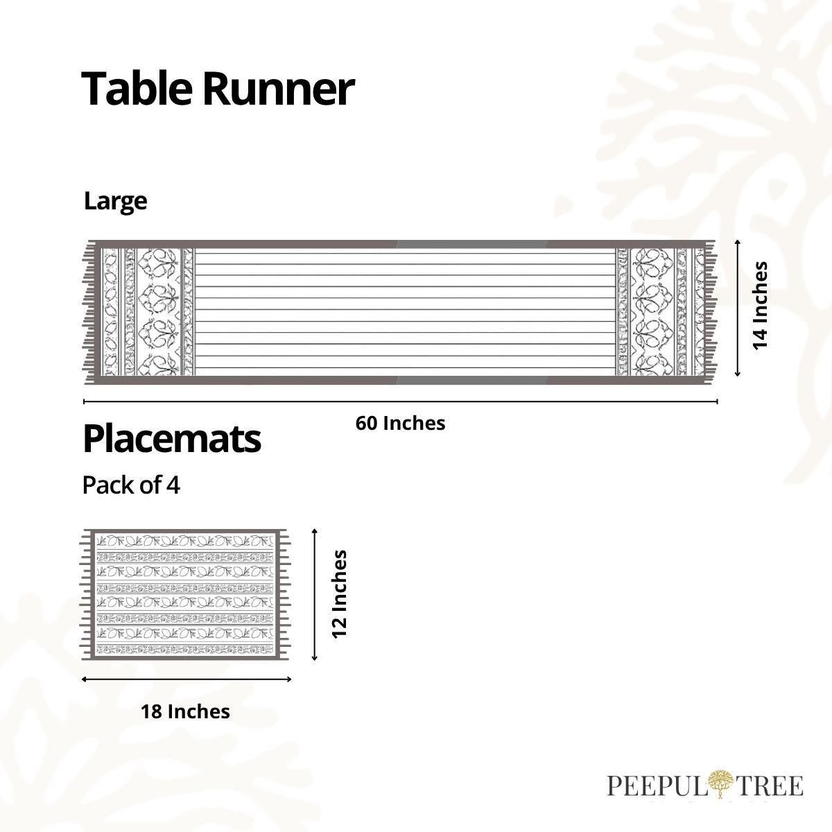 Cotton Dining Table runner and Table Mat in Blue and Dusty Pink | Set of 4 and 6