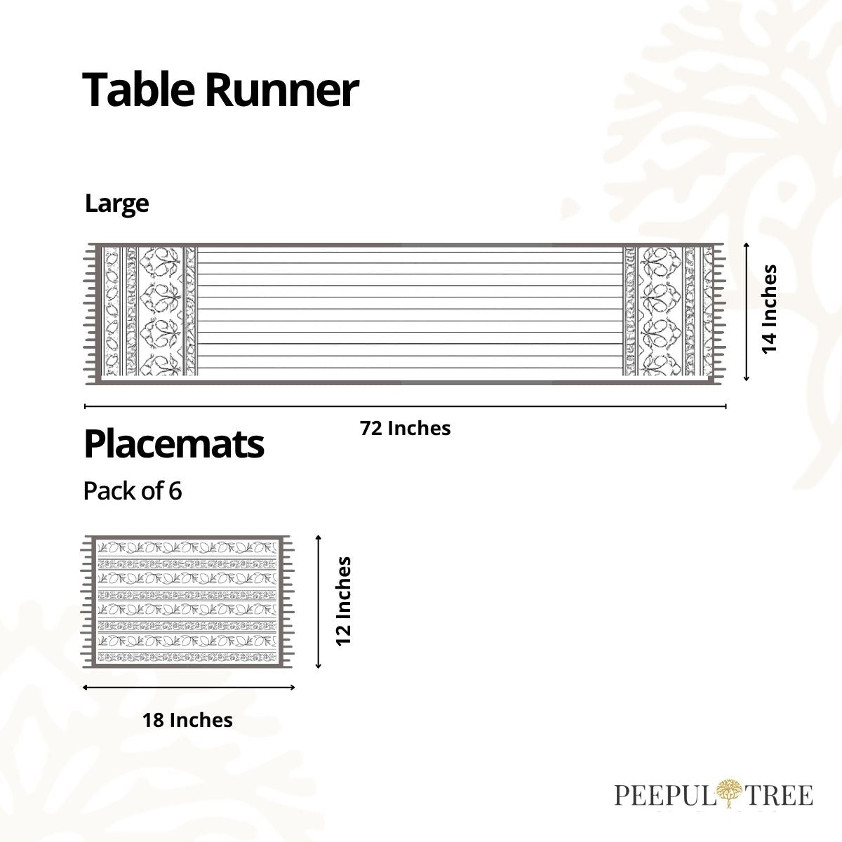 Cotton Dining Table runner and Table Mat in Blue and Dusty Pink | Set of 4 and 6