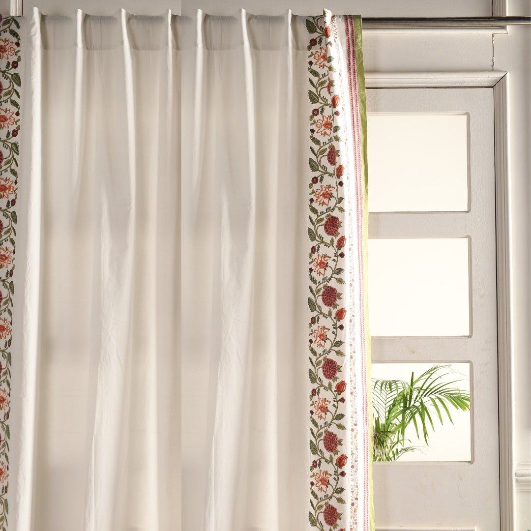 Pure Cotton Sheer Curtains in floral patterns, available in 5ft and 7ft