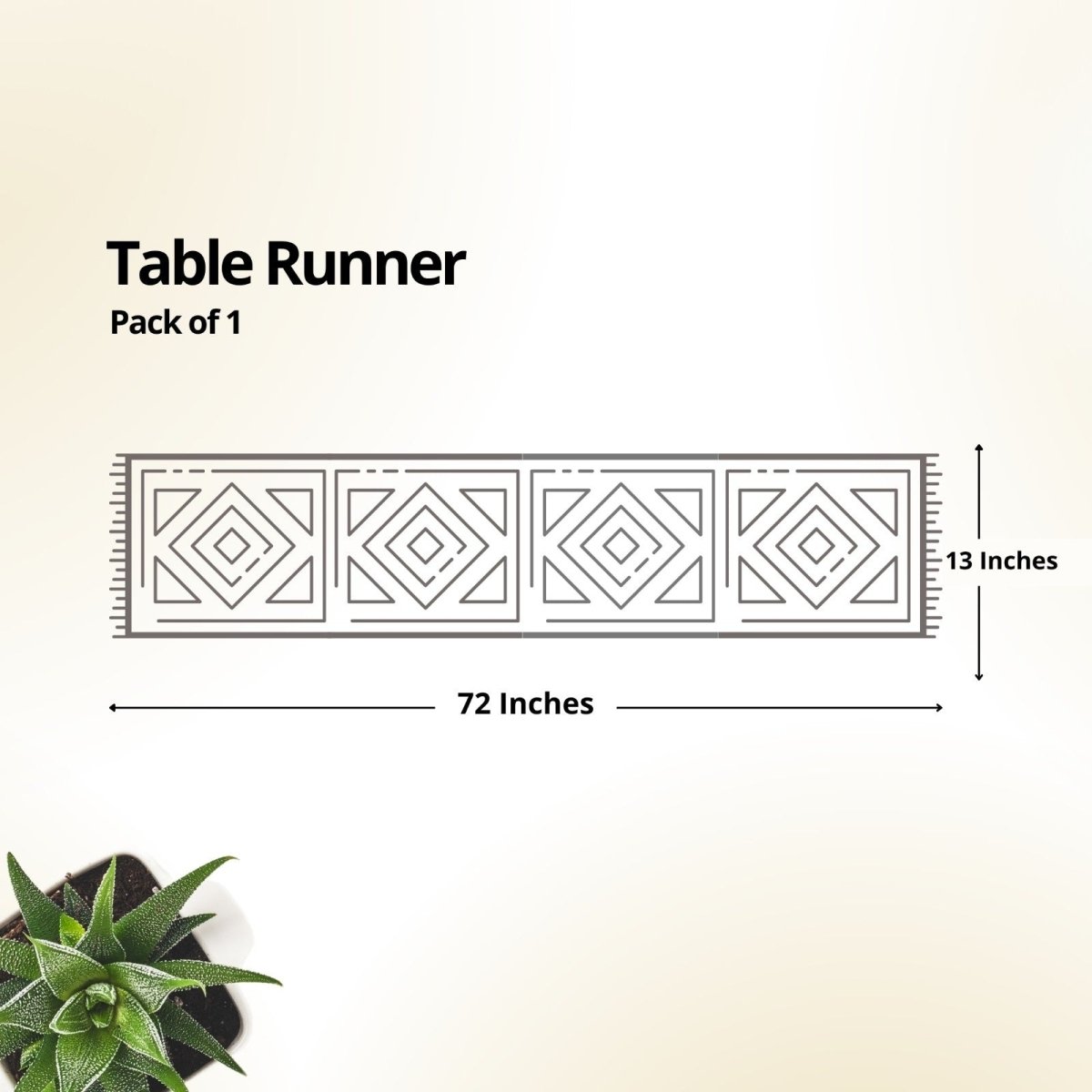 Dining Table Runner In Lily White Applique Cutwork Cotton With Mirrors | 6 Seater