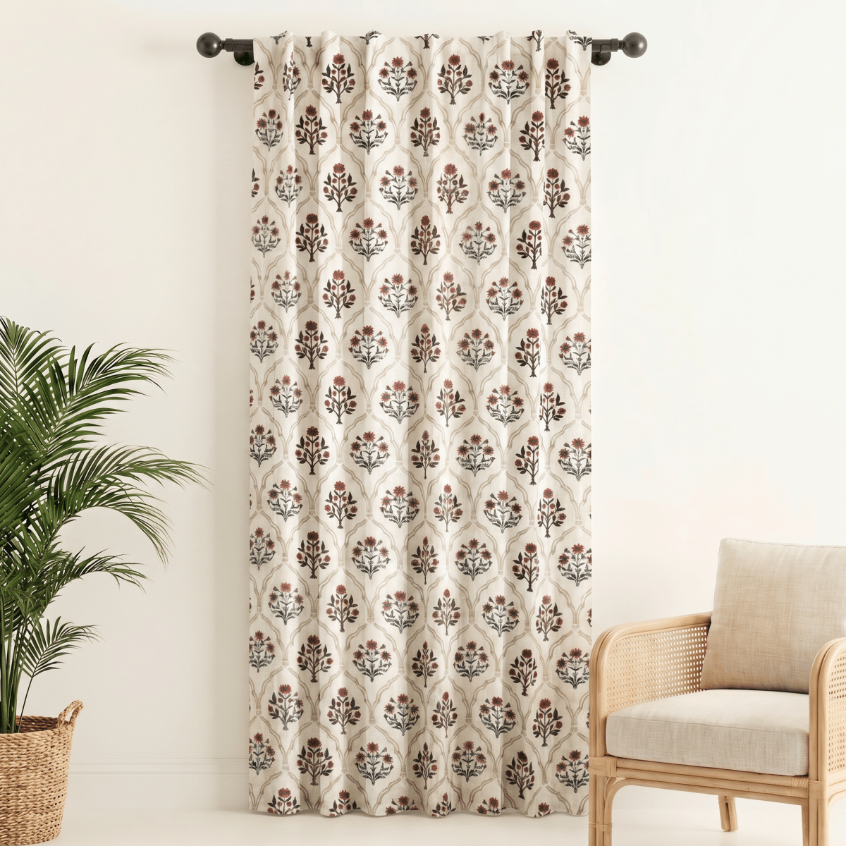 Pure Cotton Sheer Curtains Dusty Pink & Blue | Peepul Tree 5ft, 7ft and 8ft|  Available in Set of 1 and 2
