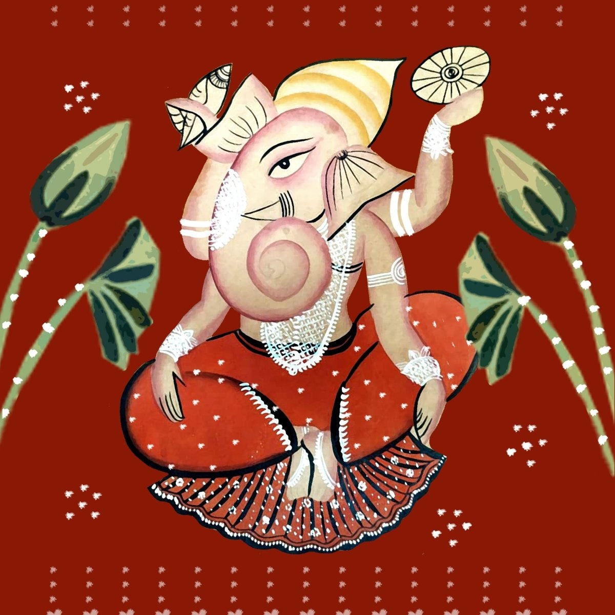 Kalighat Wall Painting Of Ganesha