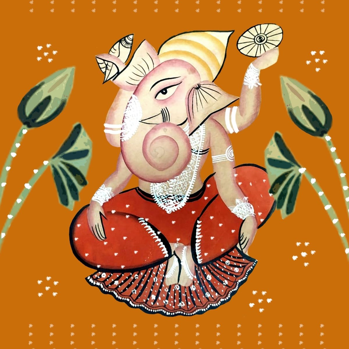 Kalighat Wall Painting Of Ganesha