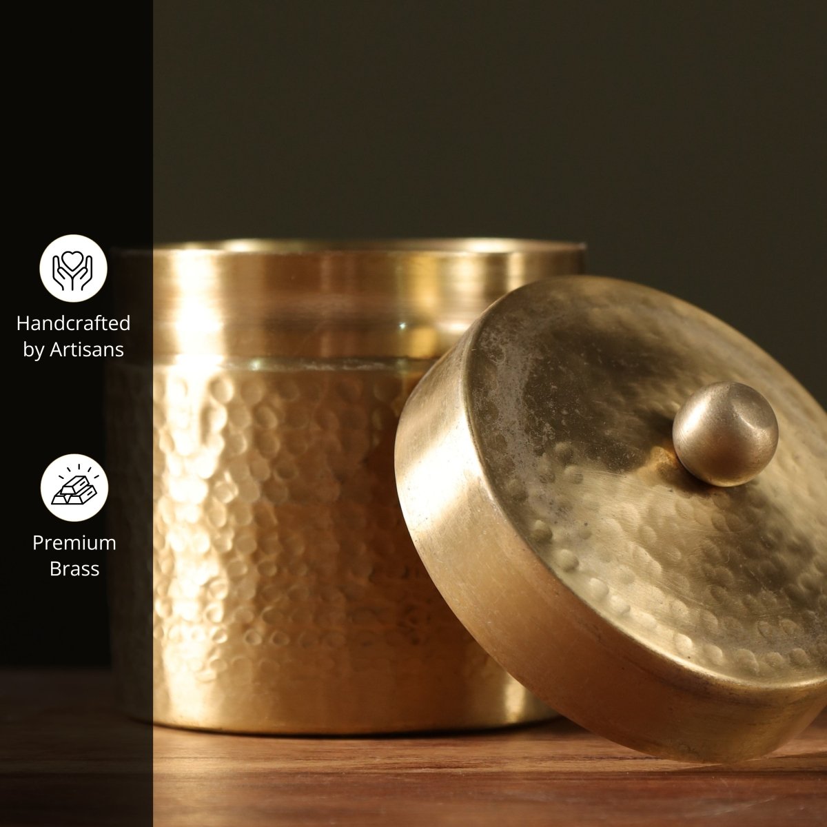 Handcrafted pure brass storage jar with traditional etching, ideal for kitchen storage, adding timeless Indian elegance.