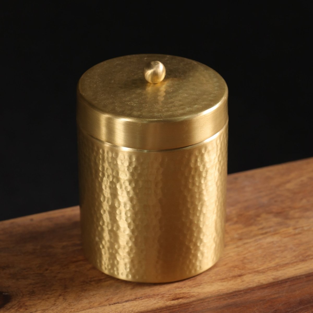 Handcrafted pure brass storage jar with traditional etching, ideal for kitchen storage, adding timeless Indian elegance.