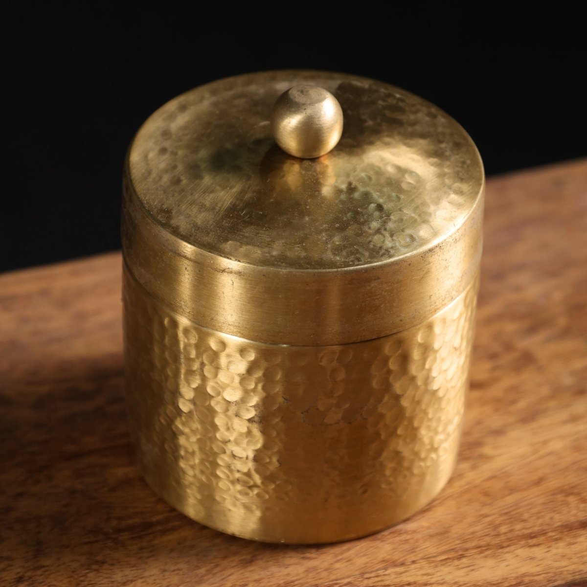 Handcrafted pure brass storage jar with traditional etching, ideal for kitchen storage, adding timeless Indian elegance.