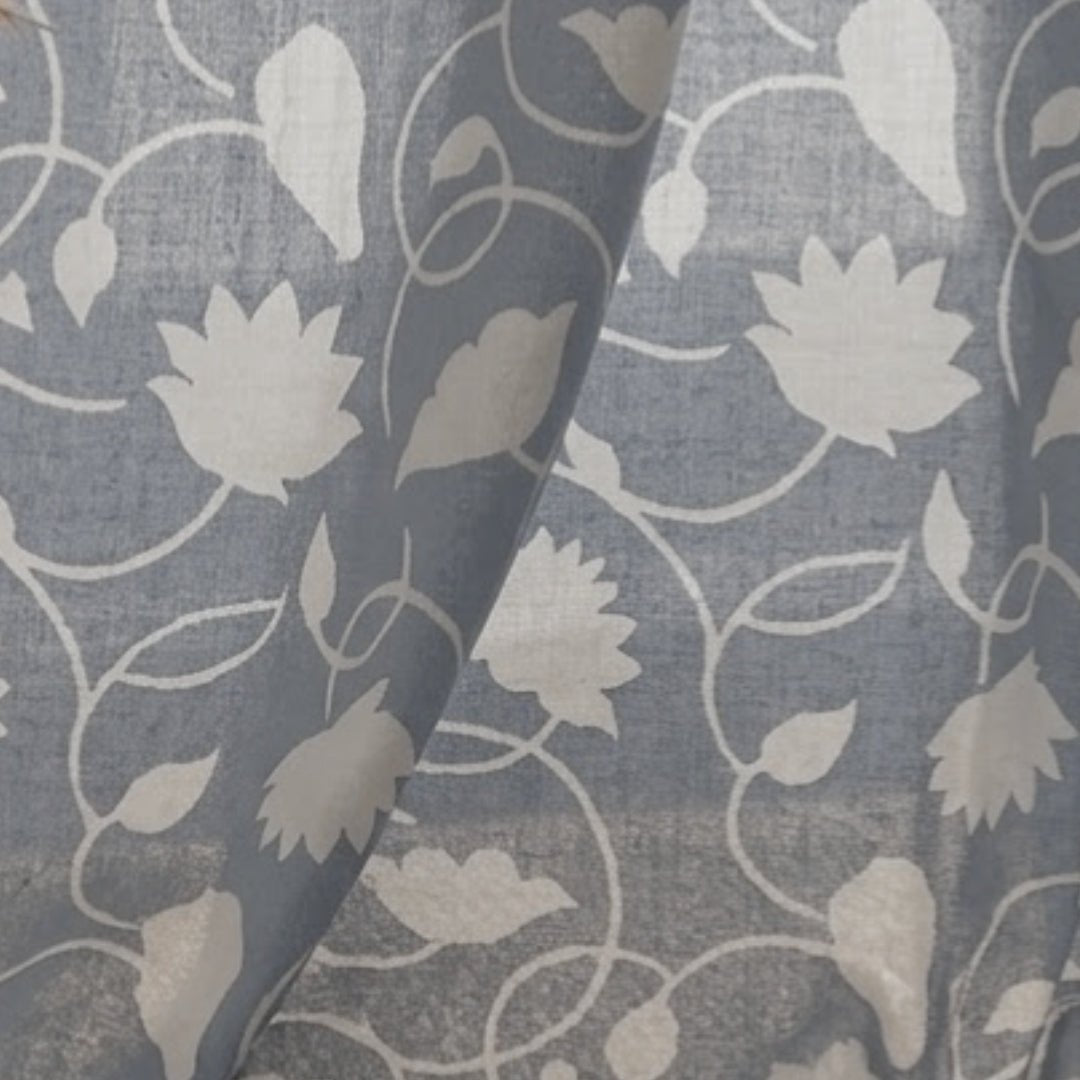 Handwoven Cotton Semi Sheer Curtain in Light Blue and Off White