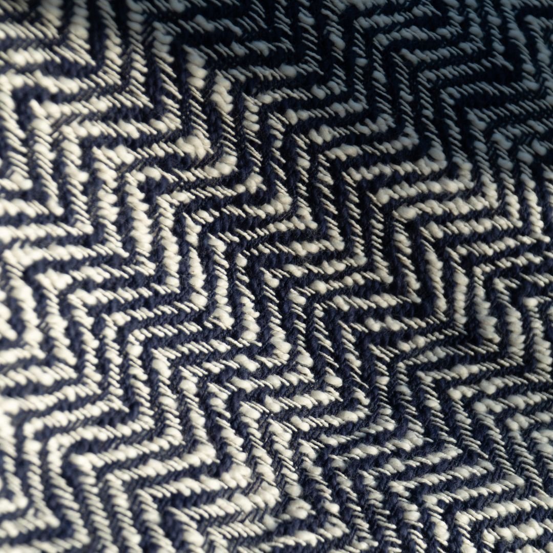 Handcrafted Cotton Throw for Sofa & Bed in Blue and Off White | Soft & Lightweight Home Decor