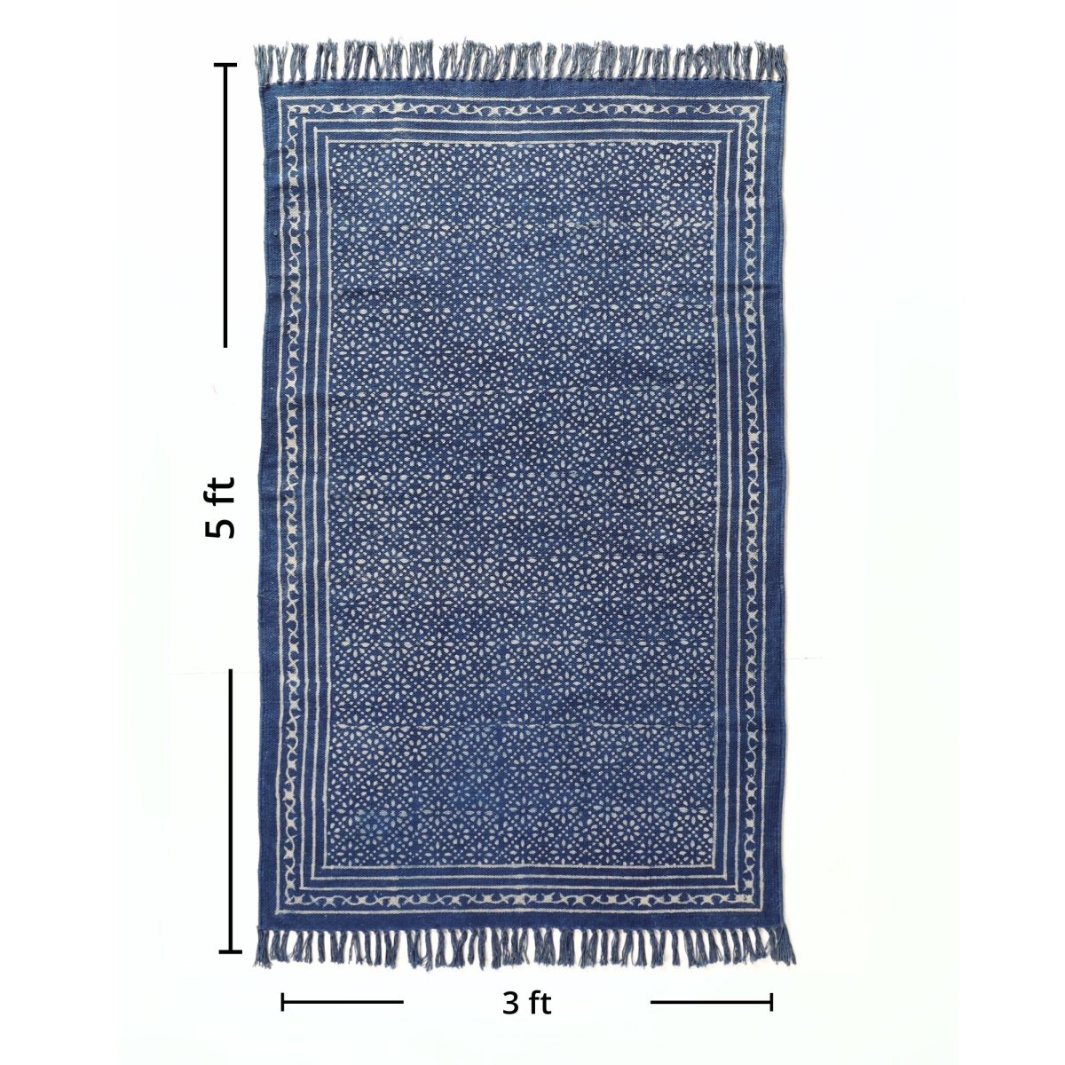Indigo Cotton Block Printed Living Room Rugs. Best as bedroom rug as well.