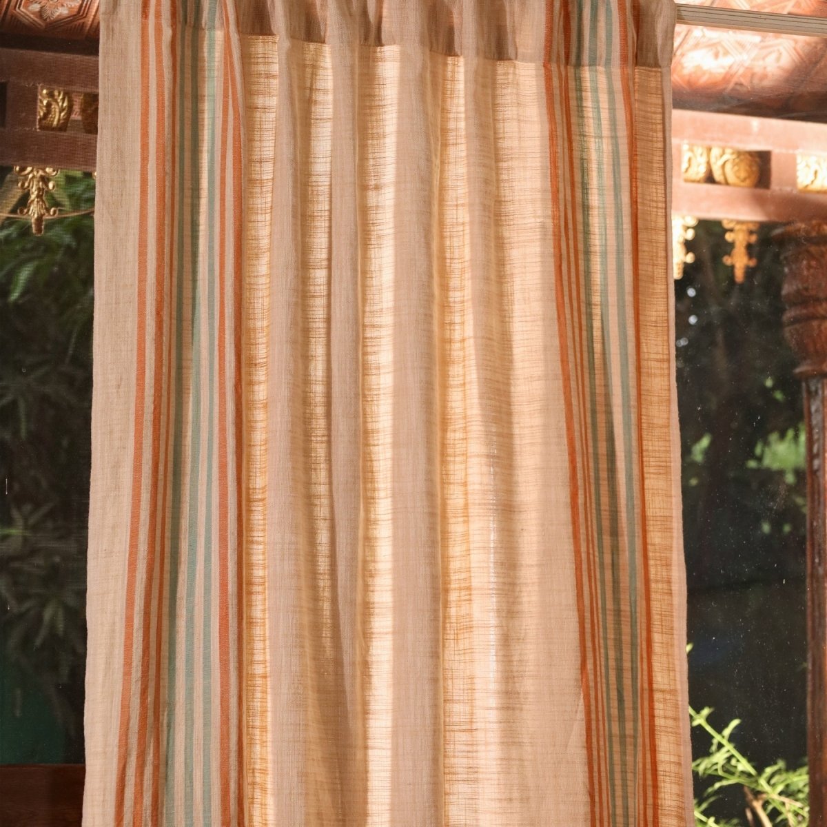 Pure Cotton Semi Blackout Curtains in Ivory colour with 60% light blocking | Best curtains for living room