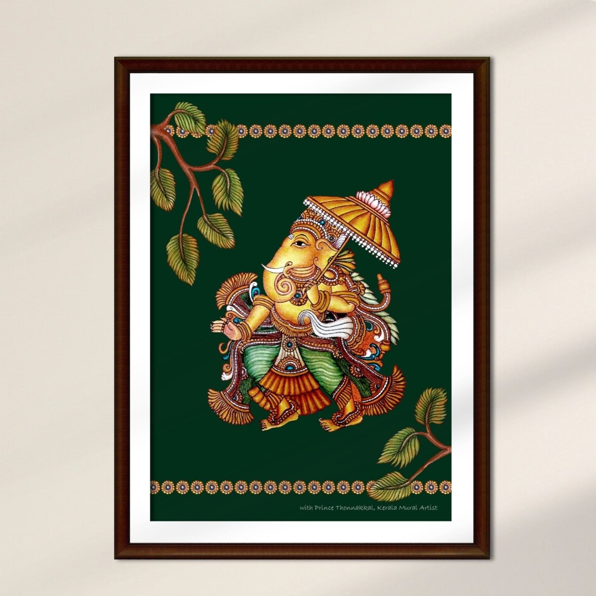 Ganesha Wall Art Painting in Kerala Mural Art Form