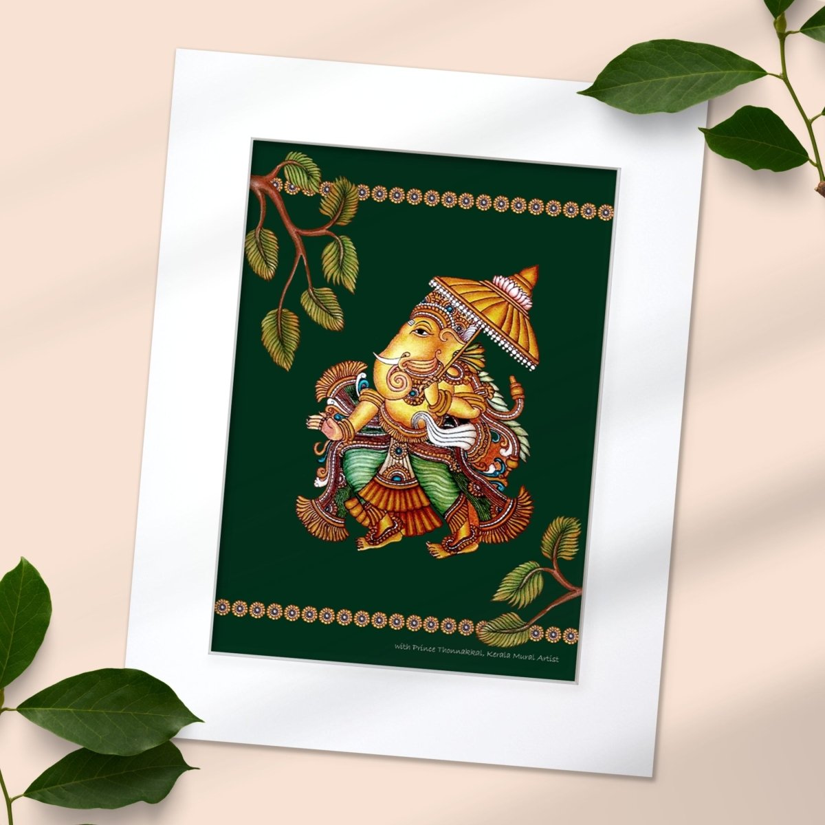 Ganesha Wall Art Painting in Kerala Mural Art Form