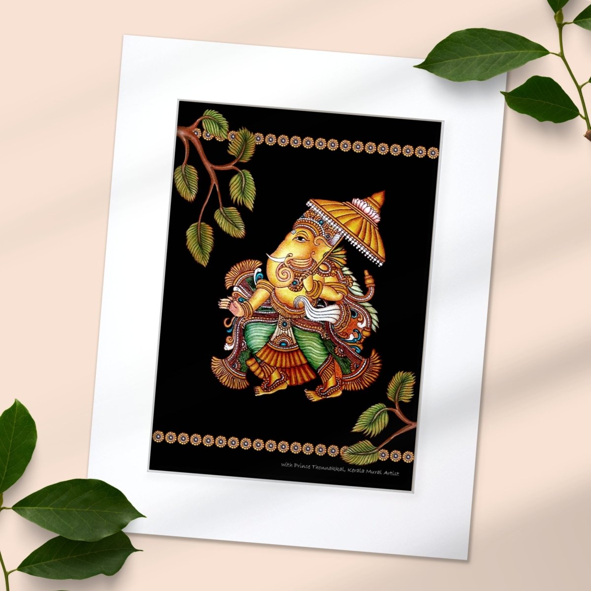 Ganesha Wall Art Painting in Kerala Mural Art Form