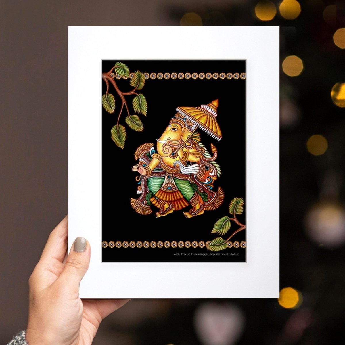 Ganesha Wall Art Painting in Kerala Mural Art Form