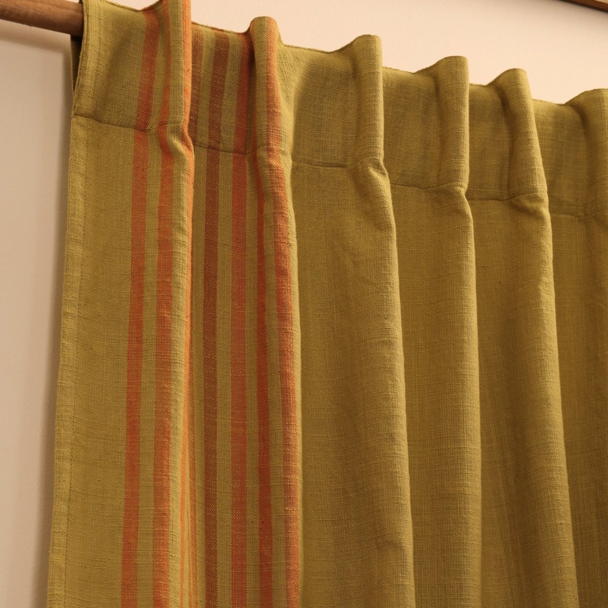 Pure Cotton Semi Blackout Curtains in Green colour with 60% light blocking | Best curtains for living room