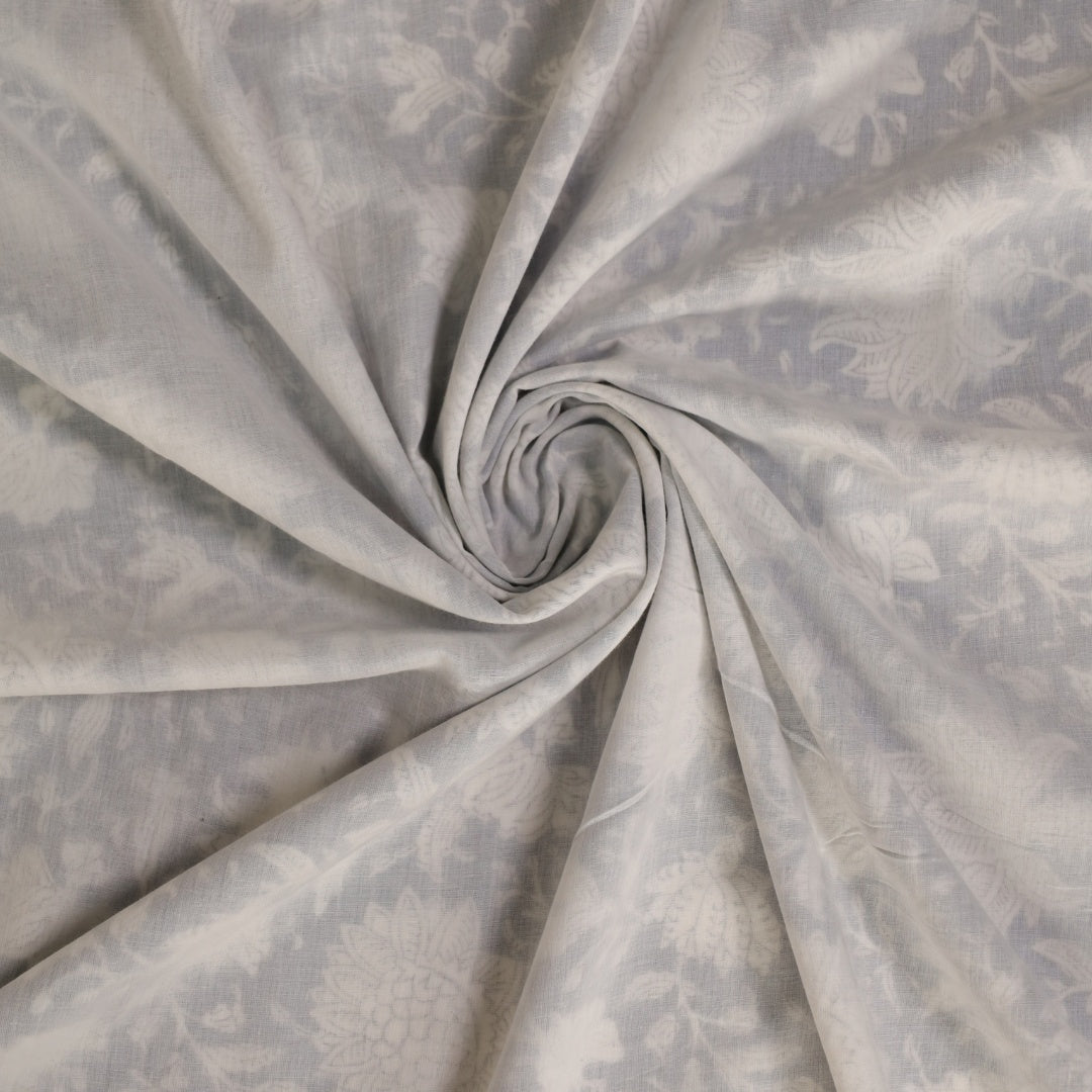 AC Dohar for Single Bed in 100% Cotton Mulmul Handprinted in Off White| Lightweight Soft and Breathable AC Blanket