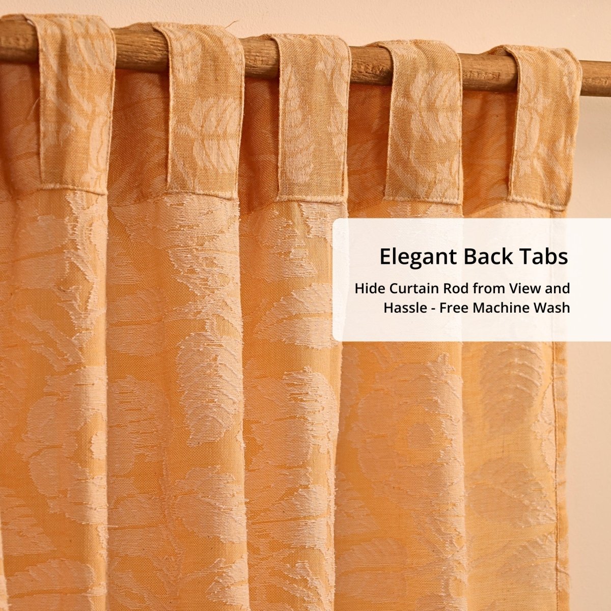 Peach Yellow Semi-Transparent Curtain for Door Length 7ft Marigold Collection