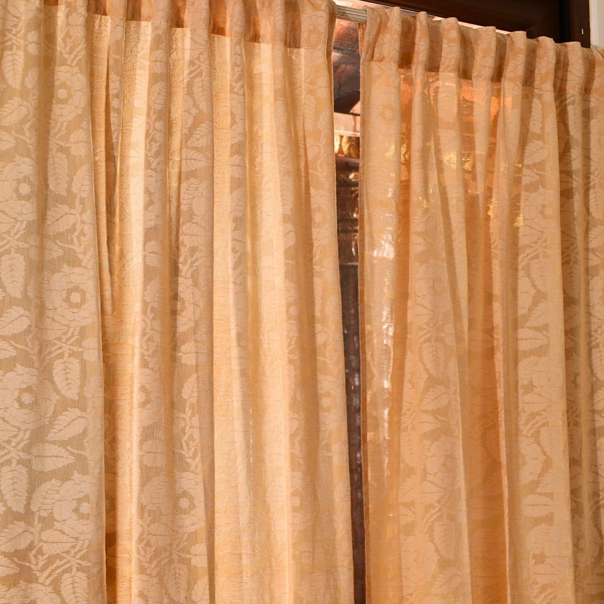 Peach Yellow Semi-Transparent Curtain for Door Length 7ft Marigold Collection