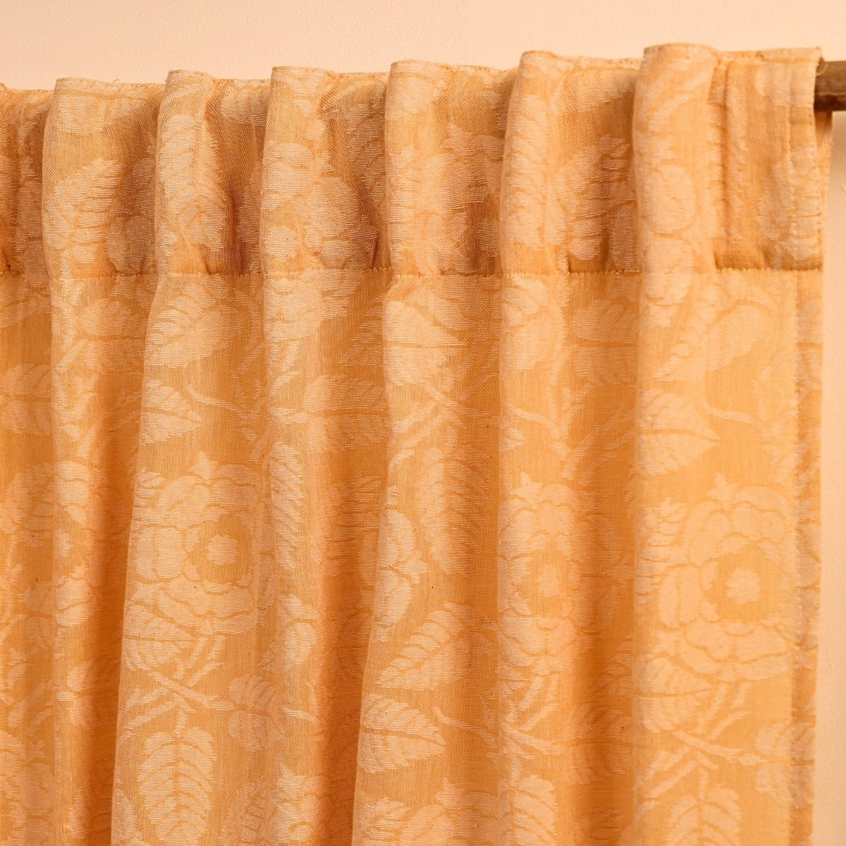 Peach Yellow Semi-Transparent Curtain for Door Length 7ft Marigold Collection