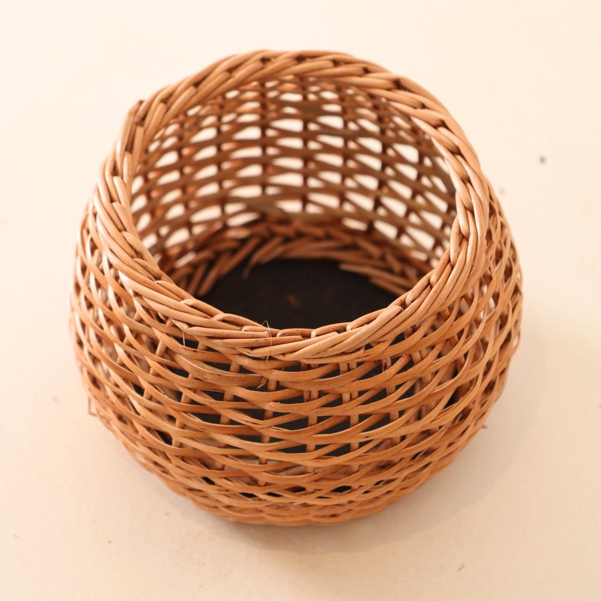 Brown Wicker and Wood Planter | Eco-friendly Indoor Decor