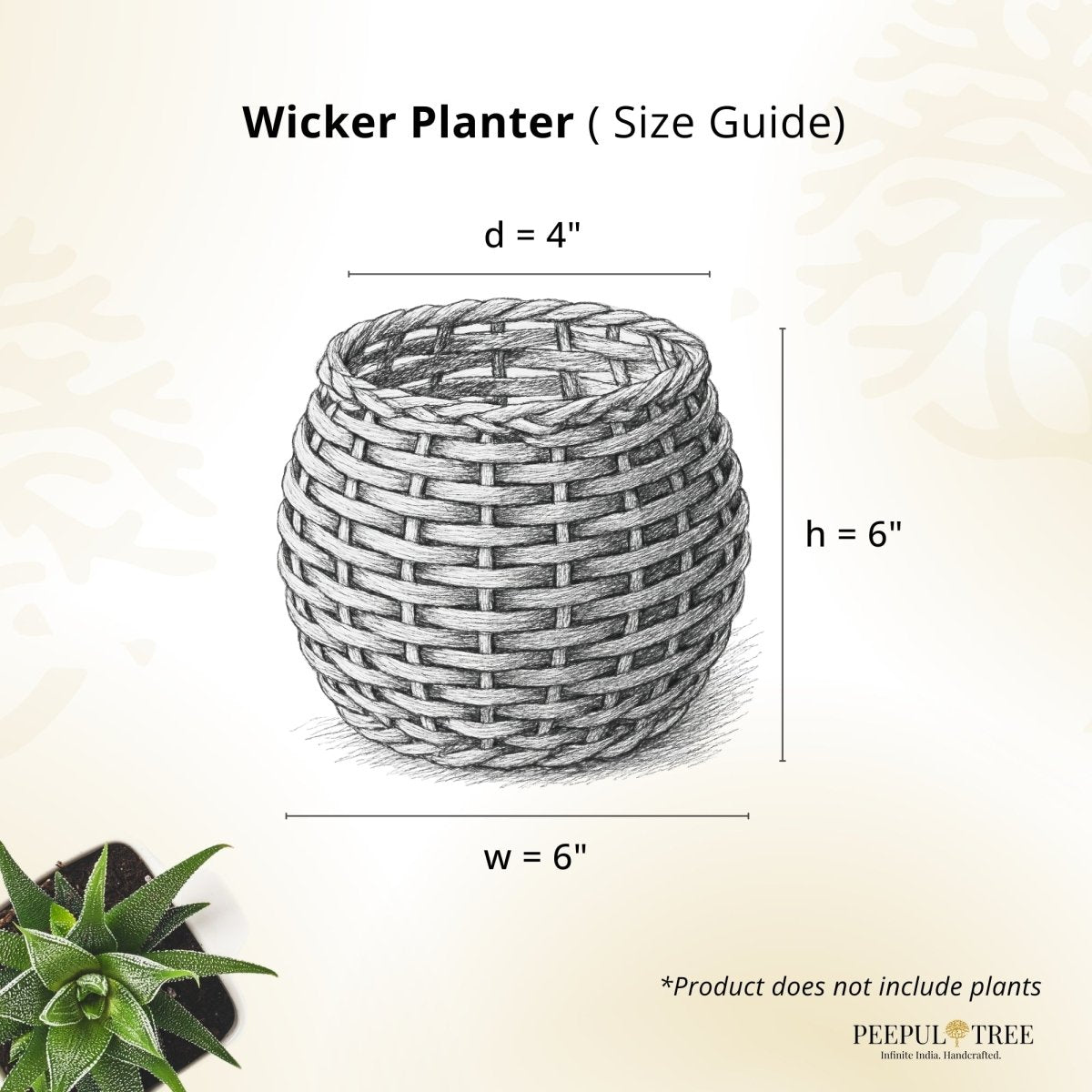Rust Brown and Indigo Wicker and Wood Planter | Eco-friendly Indoor Decor