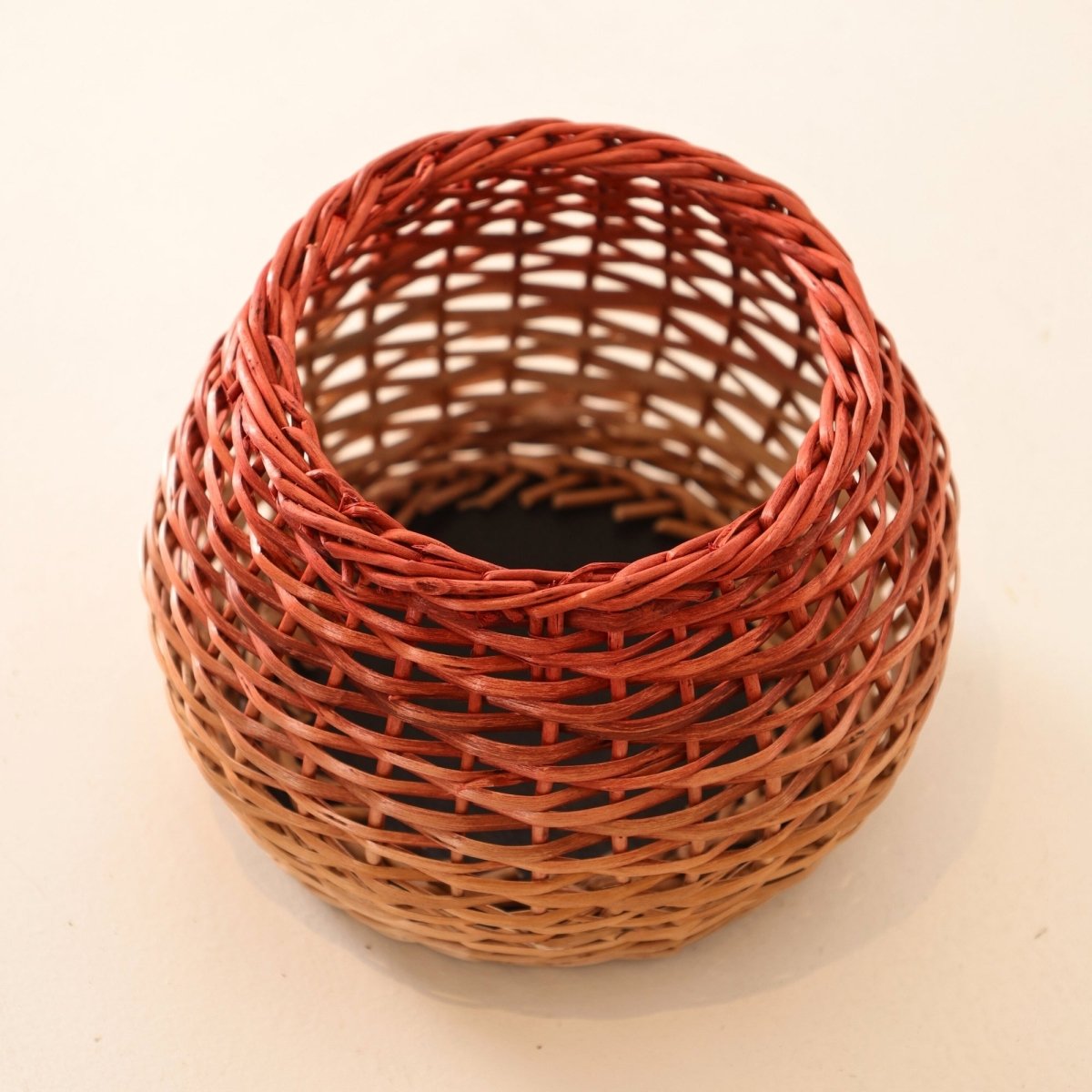 Rust and Natural Brown Wicker and Wood Planter | Eco-friendly Indoor Decor