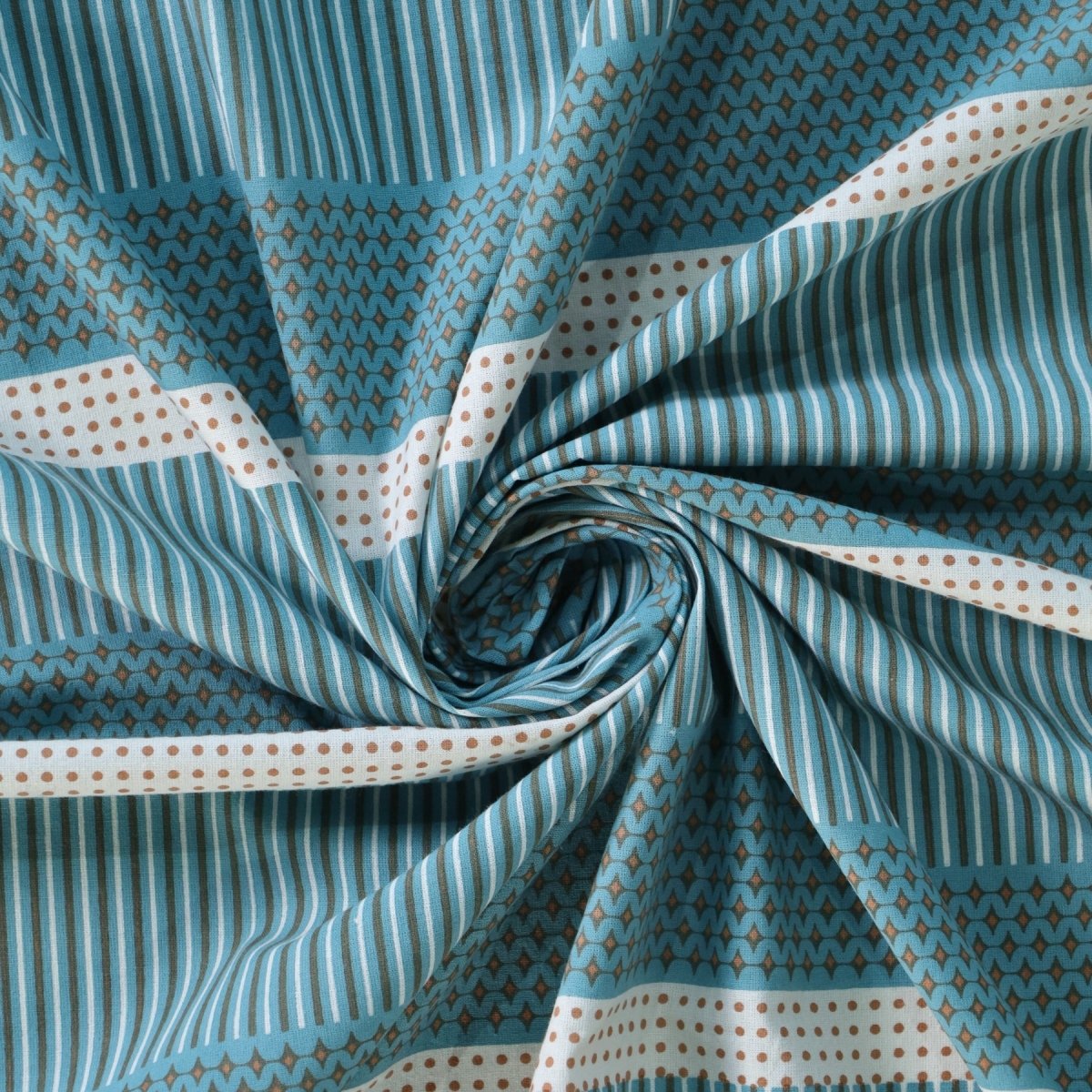 Teal and Off White Pure Cotton Bedsheet | Queen and King Size | Handprinted
