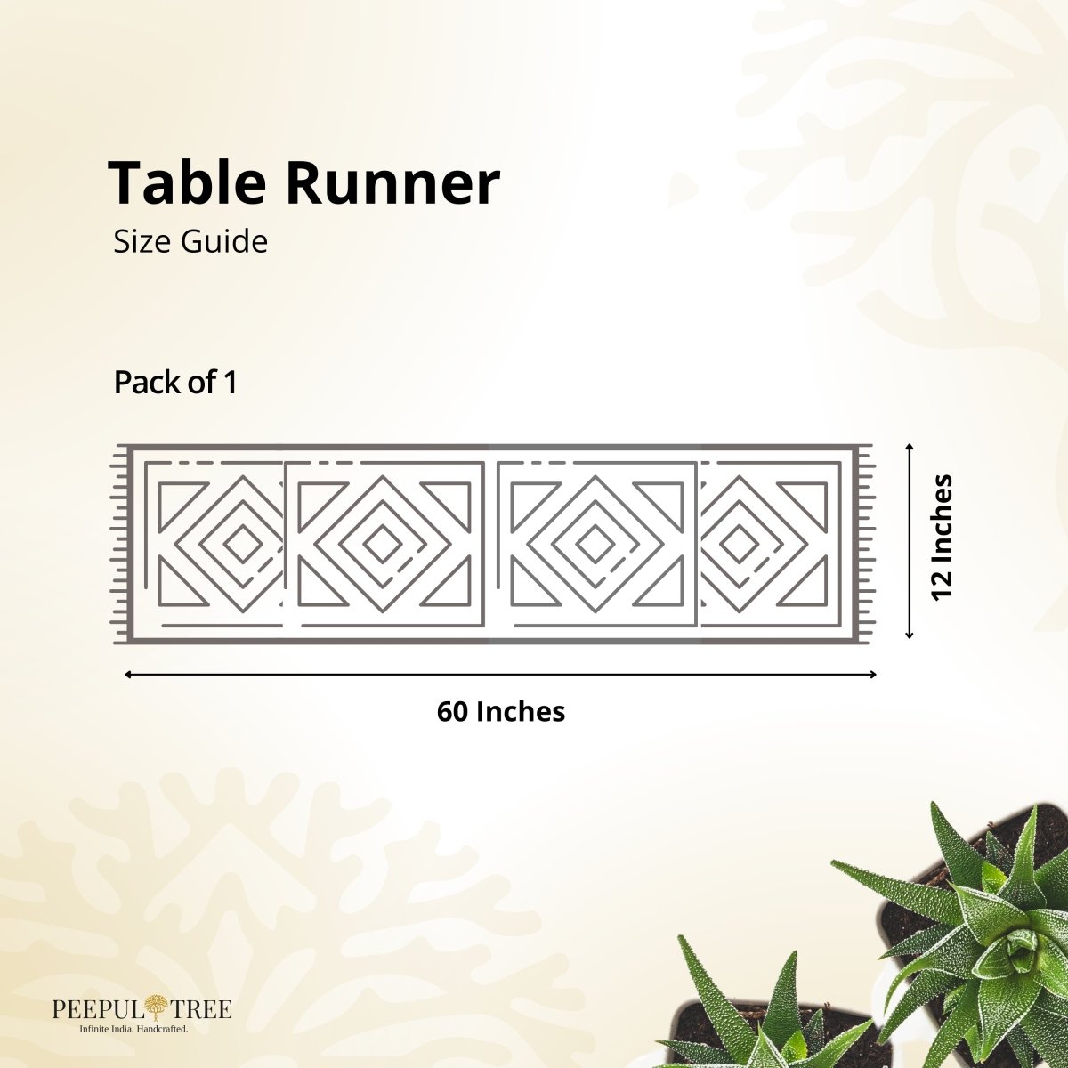 Crochet Pure Cotton Dining Table Runner in Rust and Off White | 4 Seater