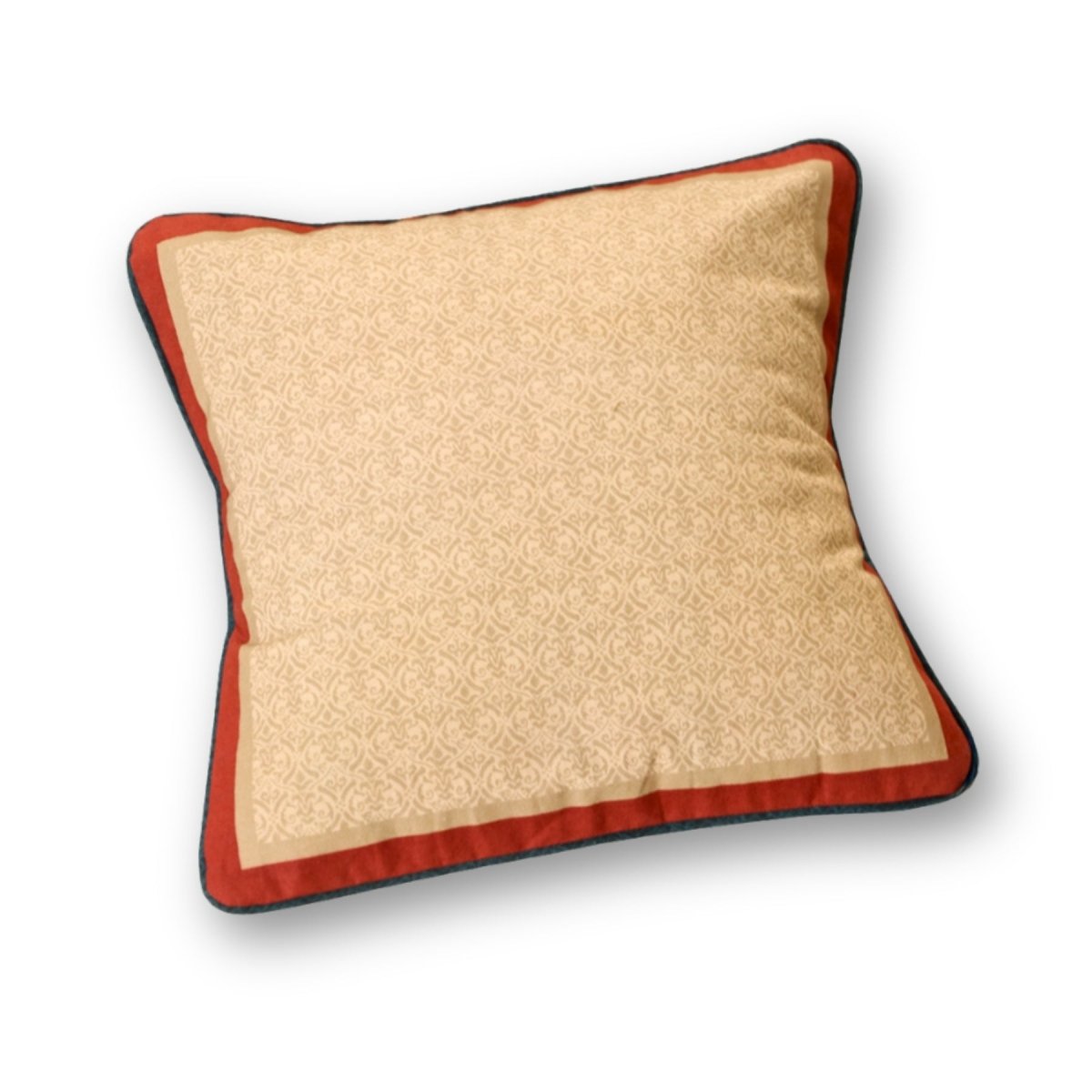 Cotton Cushion Cover in Ivory Maroon and Navy Blue | 16x16 in | Set of 1,2 and 4