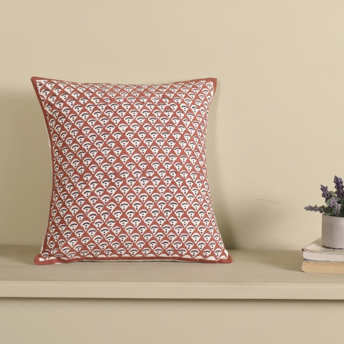 Pure Cotton Cushion Covers Hand Block Printed in Maroon and Black Geometric Pattern | 18 x 18 inches |  Single or Combo Pack Available