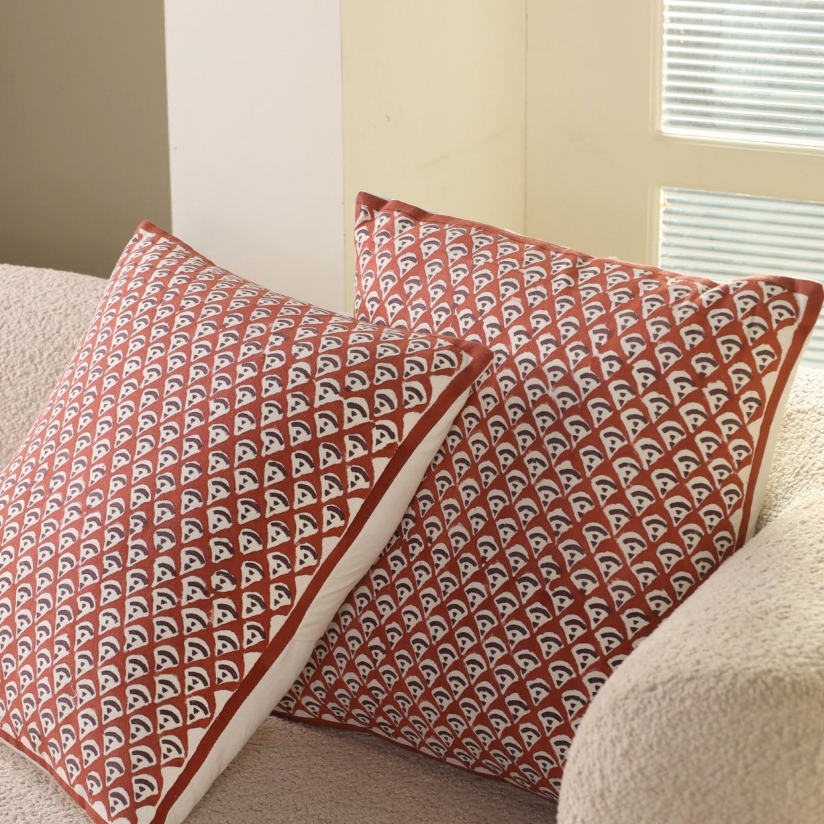 Maroon and Black Pure Cotton Cushion Cover | 18x18 in | Set of 1,2,3,4 and 5 | Block Printed