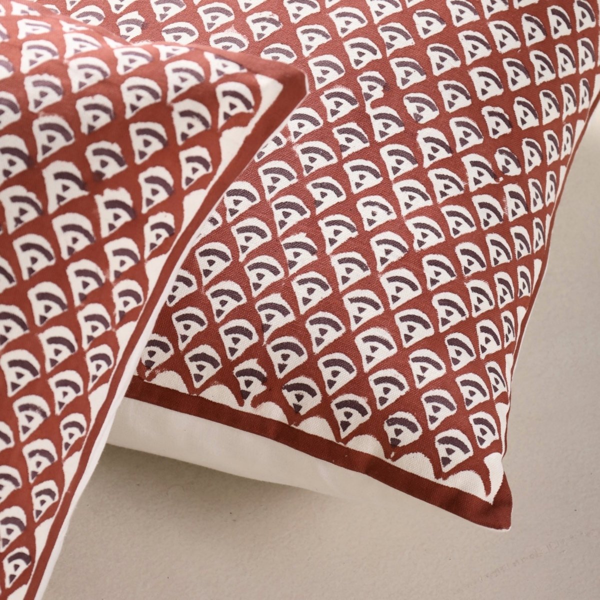 Maroon and Black Pure Cotton Cushion Cover | 18x18 in | Set of 1,2,3,4 and 5 | Block Printed
