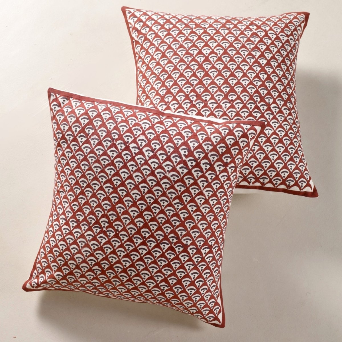 Maroon and Black Pure Cotton Cushion Cover | 18x18 in | Set of 1,2,3,4 and 5 | Block Printed