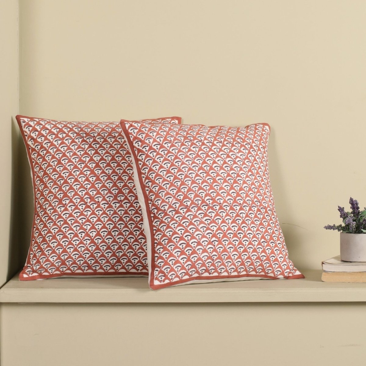 Maroon and Black Pure Cotton Cushion Cover | 18x18 in | Set of 1,2,3,4 and 5 | Block Printed