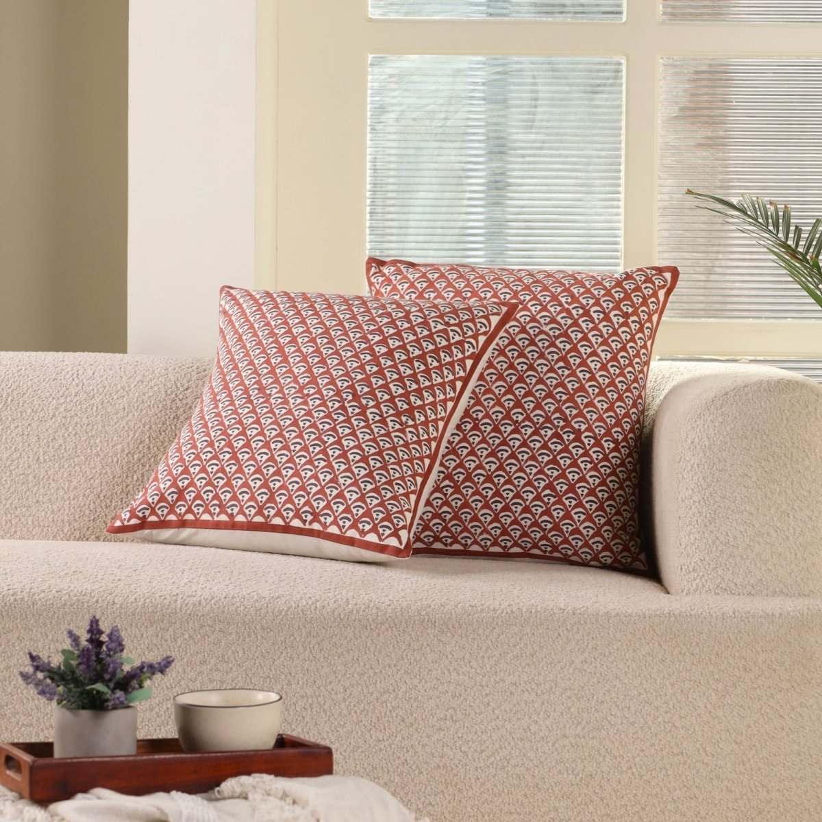 Maroon and Black Pure Cotton Cushion Cover | 18x18 in | Set of 1,2,3,4 and 5 | Block Printed