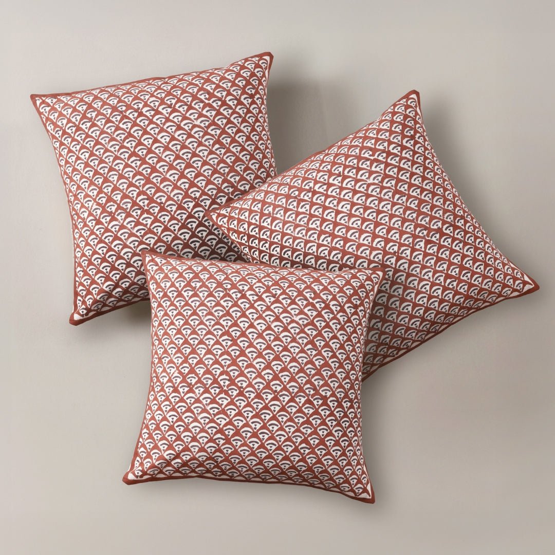 Maroon and Black Pure Cotton Cushion Cover | 18x18 in | Set of 1,2,3,4 and 5 | Block Printed