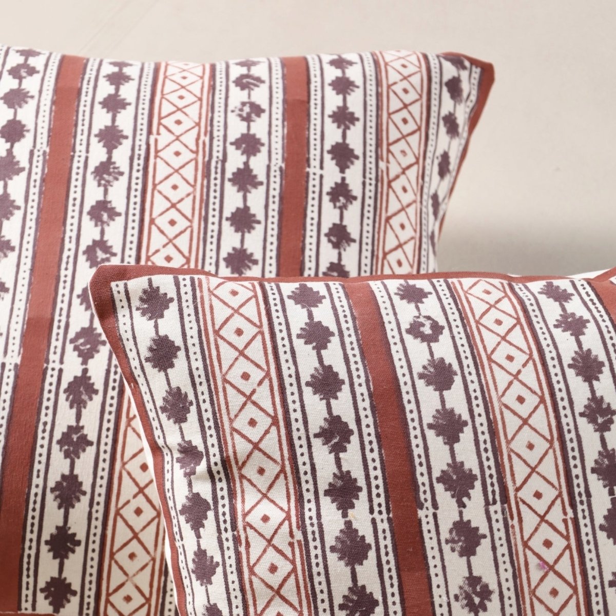 Maroon and Black Pure Cotton Cushion Cover | 18x18 in | Set of 1,2,3,4 and 5 | Block Printed