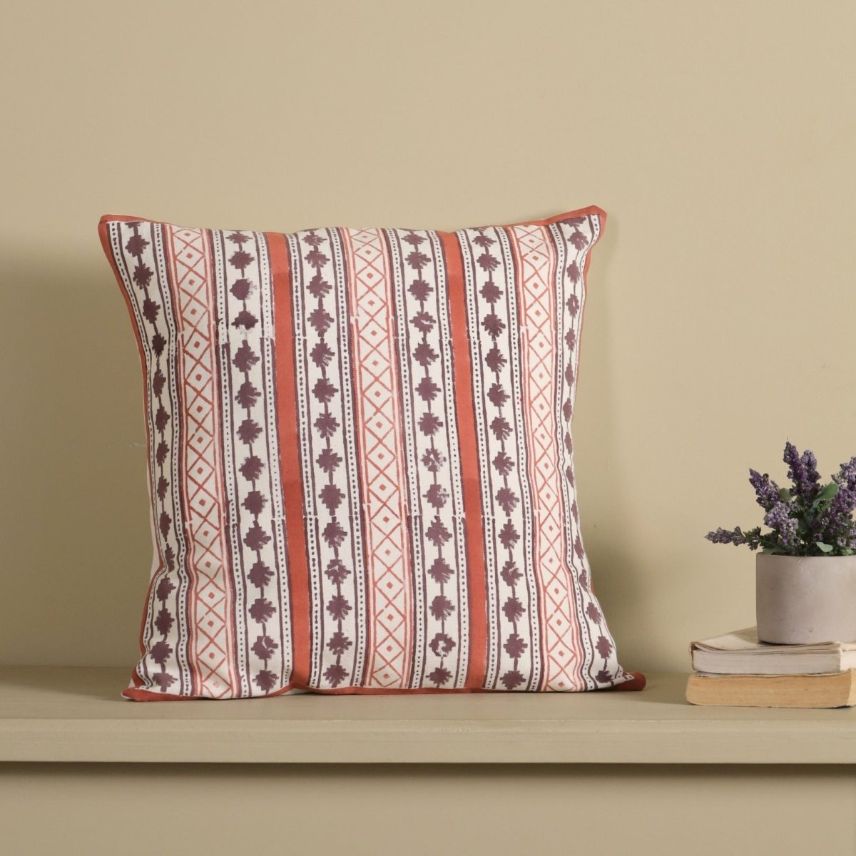Maroon and Black Pure Cotton Cushion Cover | 18x18 in | Set of 1,2,3,4 and 5 | Block Printed