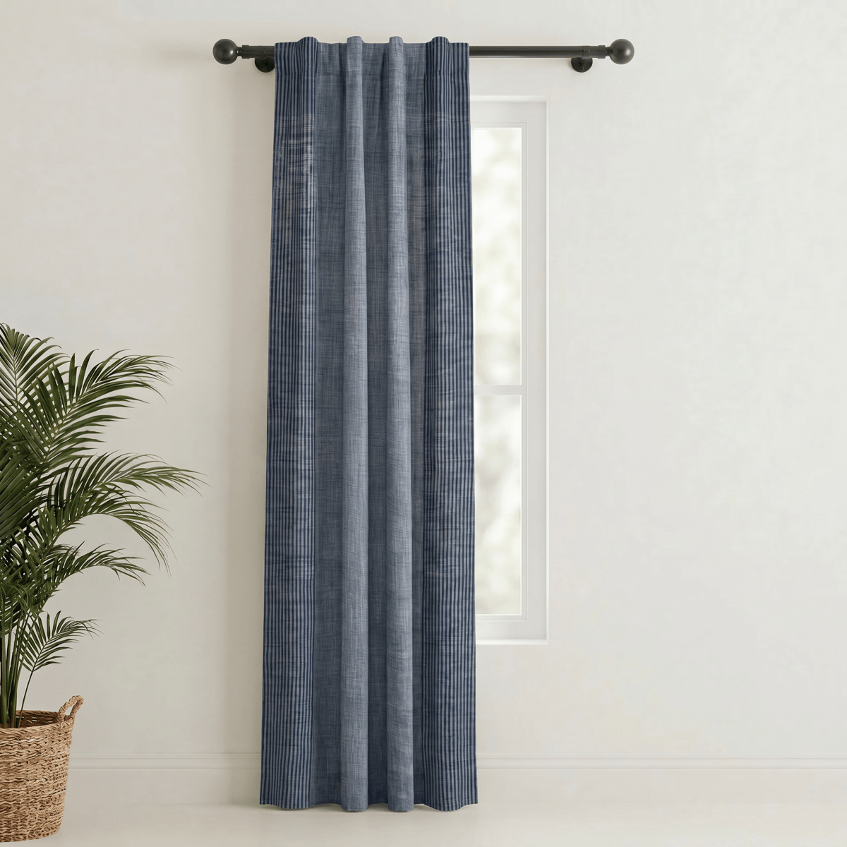 Pure Cotton Semi Blackout Curtains in Blue colour with 60% light blocking | Best curtains for living room
