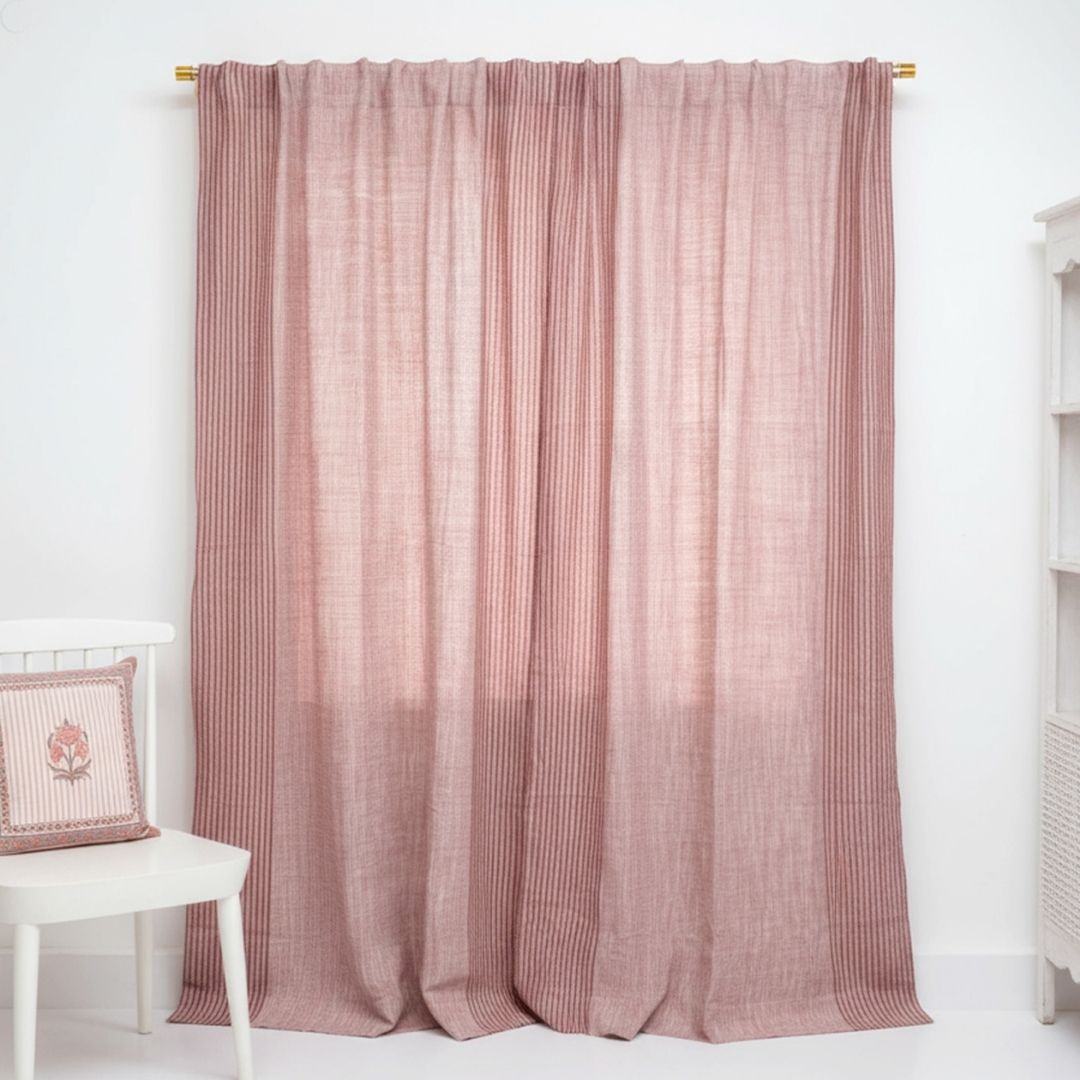 Pure Cotton Semi Blackout Curtains in Dusty pink with 60% light blocking | Best curtains for living room