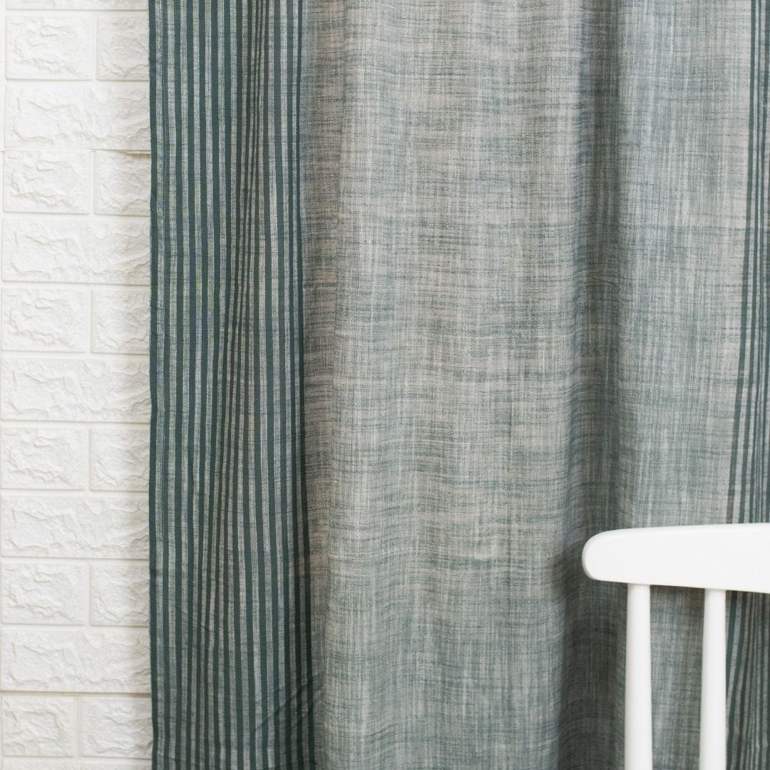 Pure Cotton Semi Blackout Curtains in Green colour with 60% light blocking | Best curtains for living room