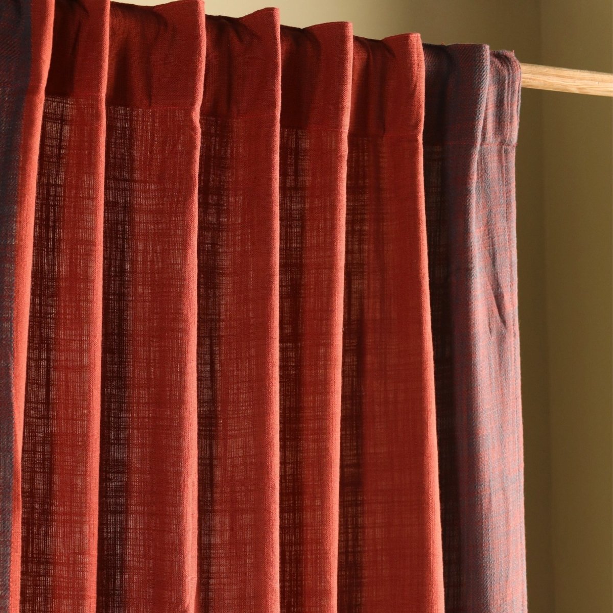 Pure Cotton solid Curtains set in bright red Colours, available in 7ft as pack of 2