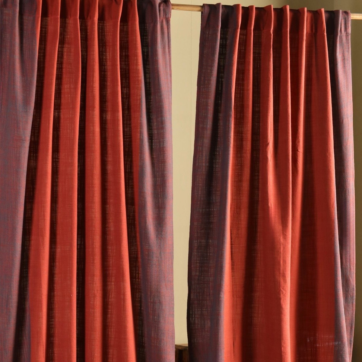 Pure Cotton Door Curtain in 7ft |Brick Red Solid Colour | Gentle Machine Wash or Hand Wash | Chintz Collection - 7Ft / Pack of 2 / Maroon