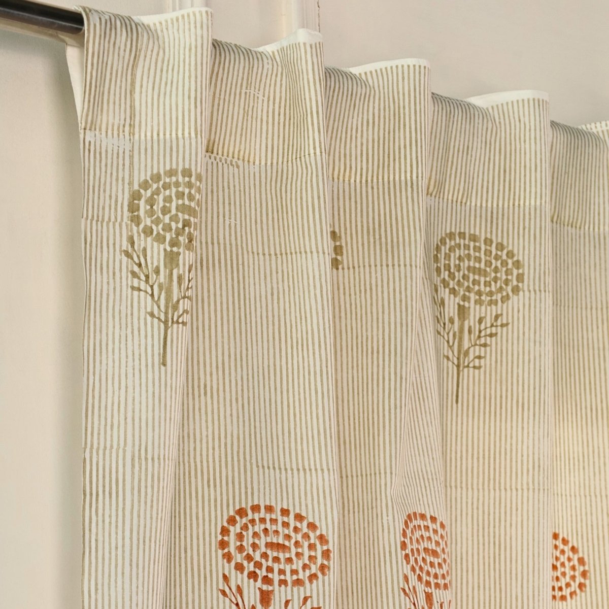 Pure Cotton Sheer and solid Curtains set in Sage, Rust, Mustard and Teal Colours, available in 5ft and 7ft