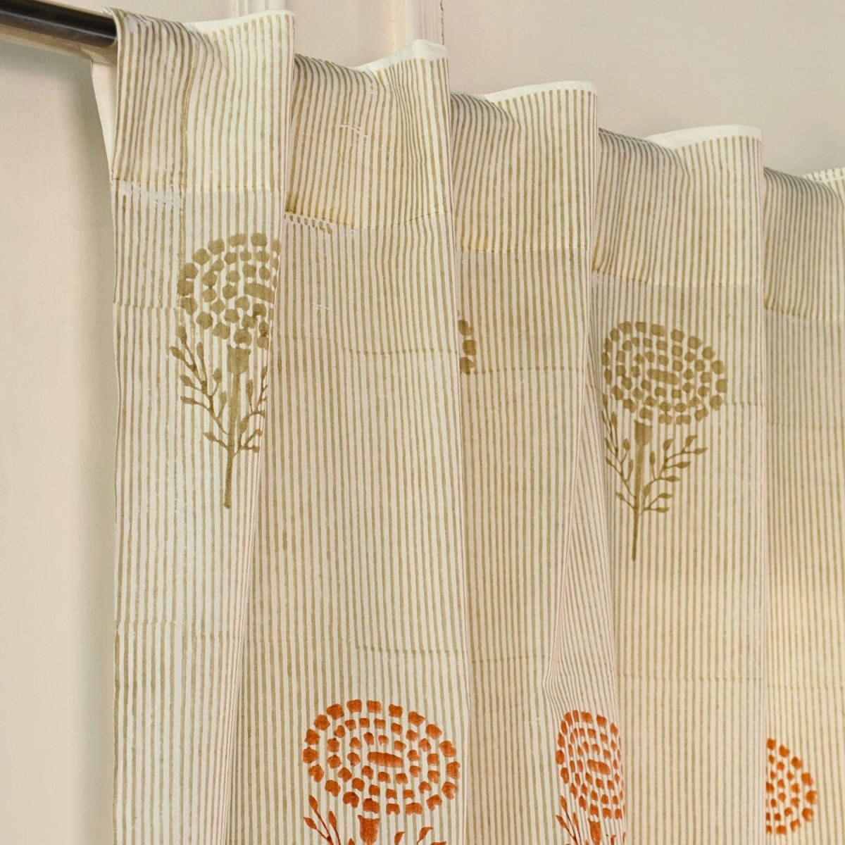 Pure Cotton Sheer and solid Curtains set in Sage, Rust, Mustard and Teal Colours, available in 5ft and 7ft