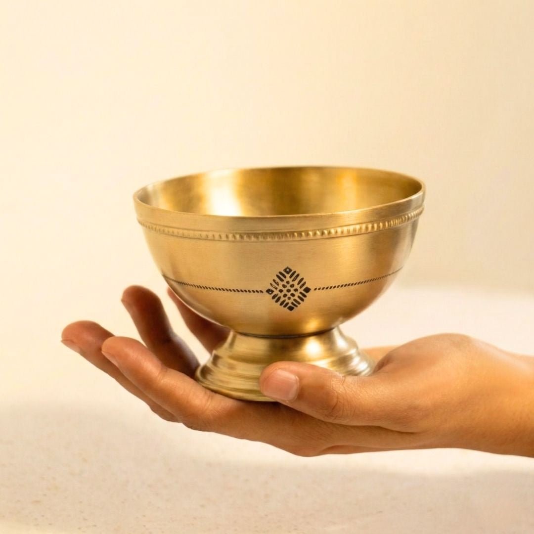 Serving Bowl made of Pure Brass with Kanjeevaram design theme| Size 150 ml