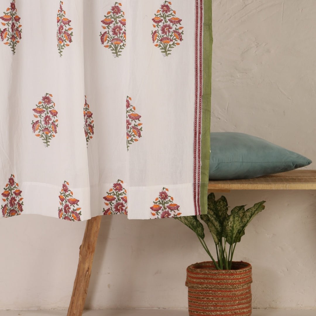 Pure Cotton Sheer Curtains in floral patterns, available in 5ft and 7ft