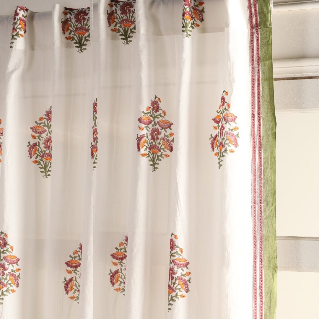 Pure Cotton Sheer Curtains in floral patterns, available in 5ft and 7ft