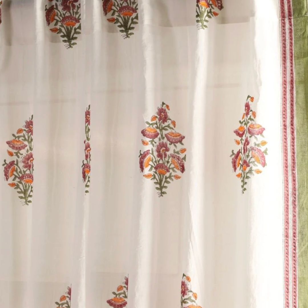 Pure Cotton Sheer Curtains in floral patterns, available in 5ft and 7ft